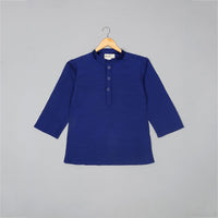 Boys Navy Kurta Pajama With Sleeveless Jacket Set Sets