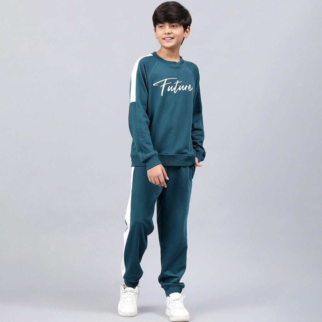 Boys Teal Green Sweatshirt with Trouser Set Sets Teal 9-10 Y