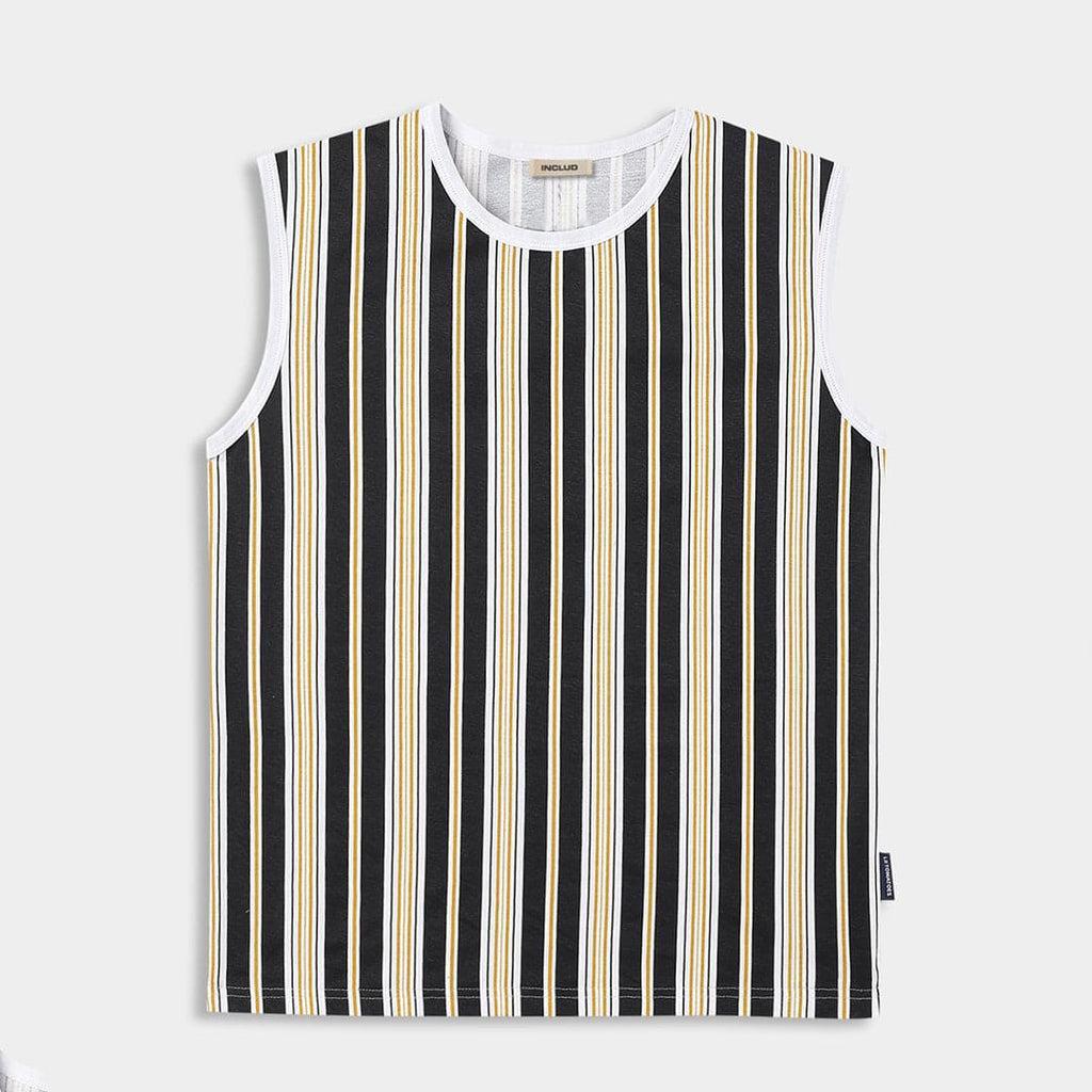 Boys Black Striped Short Sleeves Vest T-shirt Tshirts Black 3-4 Y