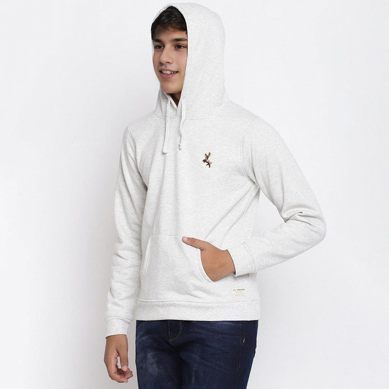 Boys Grey Full Sleeves Hooded Sweatshirt Sweatshirts & Hoodies