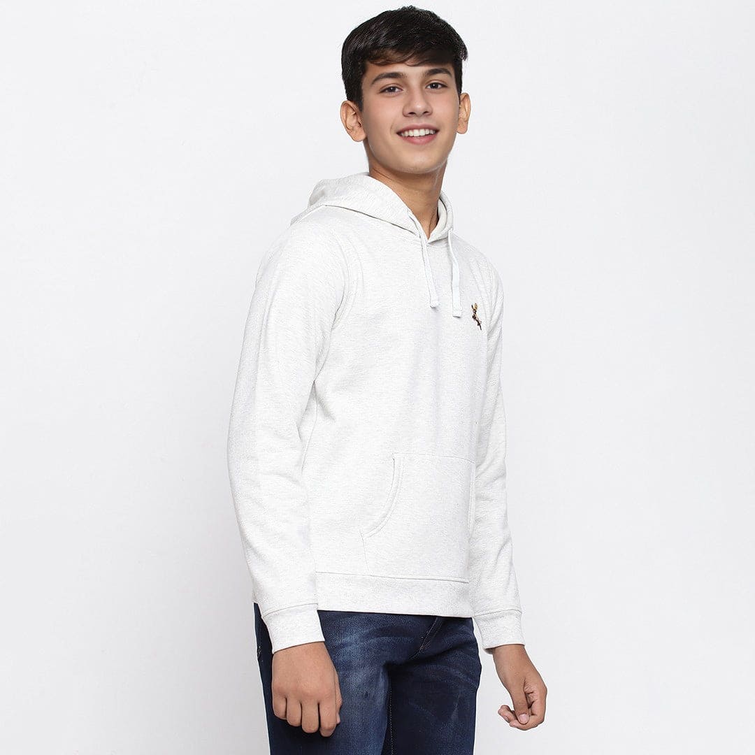 Boys Grey Full Sleeves Hooded Sweatshirt Sweatshirts & Hoodies