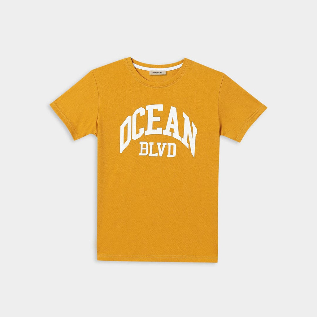 Boys Mustard Graphic Print Short Sleeves T-shirt Tshirts Mustard 3-4 Y