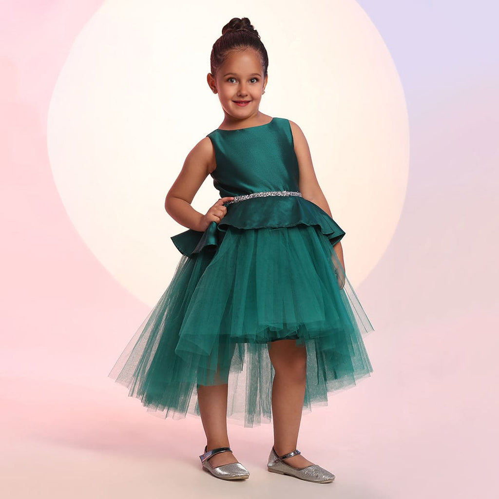 Girls Green Sleeveless High-low Tulle Party Dress Party Dresses Green 1-2 Y