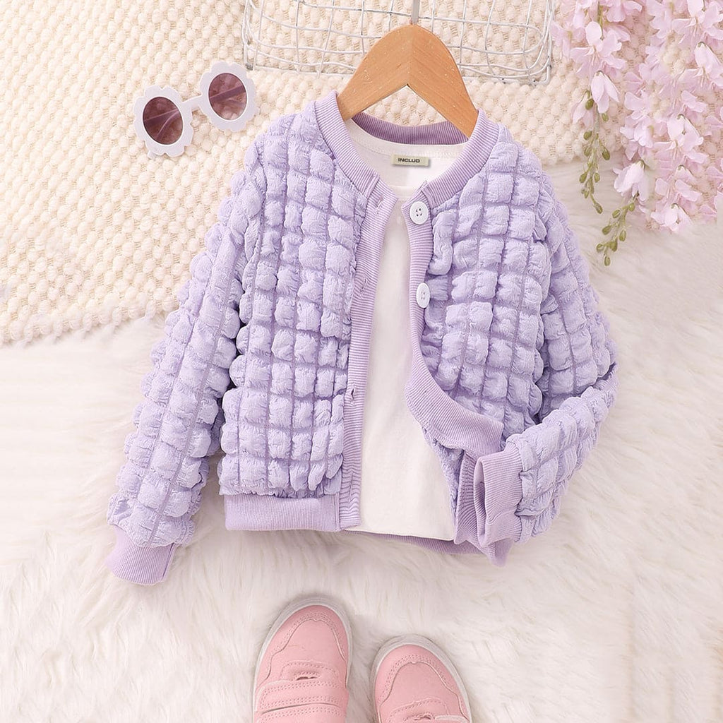 Girls Purple Long Sleeve Puff Jacket Coats & Jackets Purple 3-4 Y 