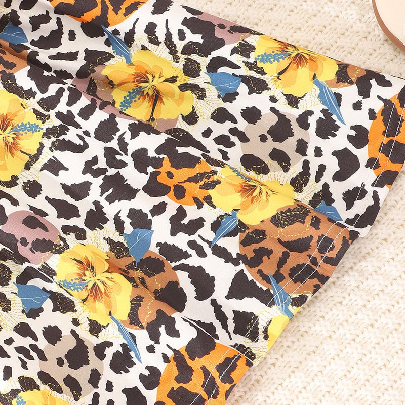 Girls Yellow Animal Print Fit & Flare Dress Casual Dresses   
