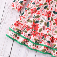 Girls Long Sleeve Floral Printed Fit & Flare Dress Casual Dresses   
