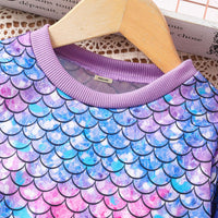 Girls Blue Printed Sweatshirt With Skirt Set Sets   