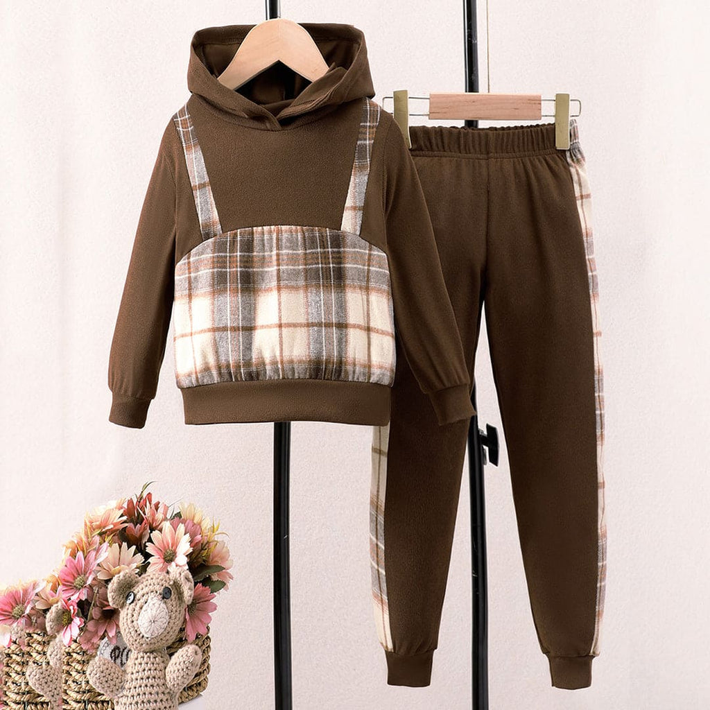 Girls Brown Long Sleeve Sweatshirt With Pants Set Sets Brown 2-3 Y 