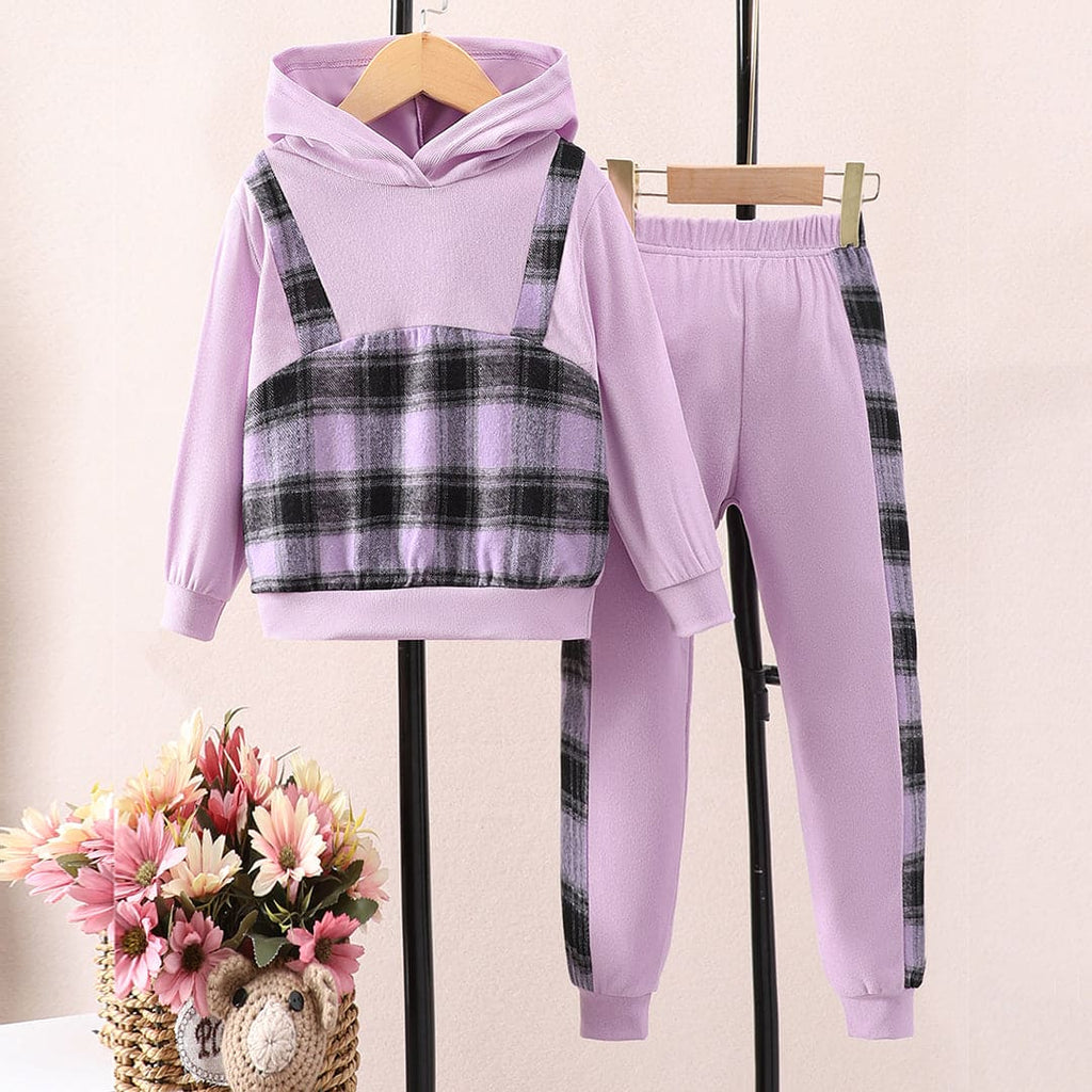 Girls Purple Long Sleeve Sweatshirt With Pants Set Sets Purple 2-3 Y 