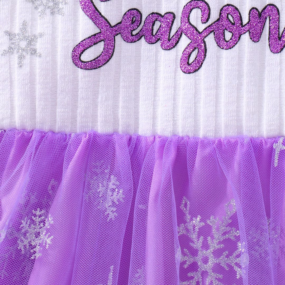 Girls Purple Printed Fit & Flare Dress Casual Dresses   