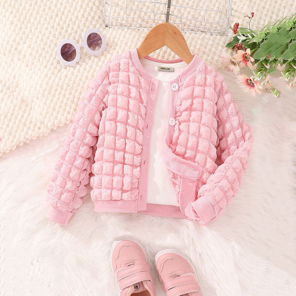 Girls Pink Long Sleeve Puff Jacket Coats & Jackets Pink 3-4 Y 