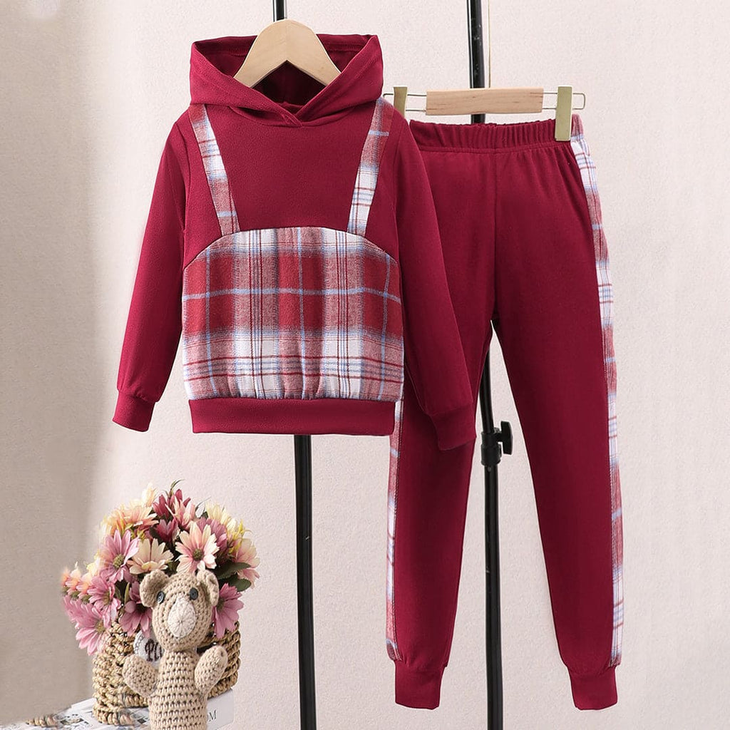 Girls Red Long Sleeve Sweatshirt With Pants Set Sets Red 2-3 Y 