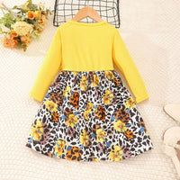 Girls Yellow Animal Print Fit & Flare Dress Casual Dresses   