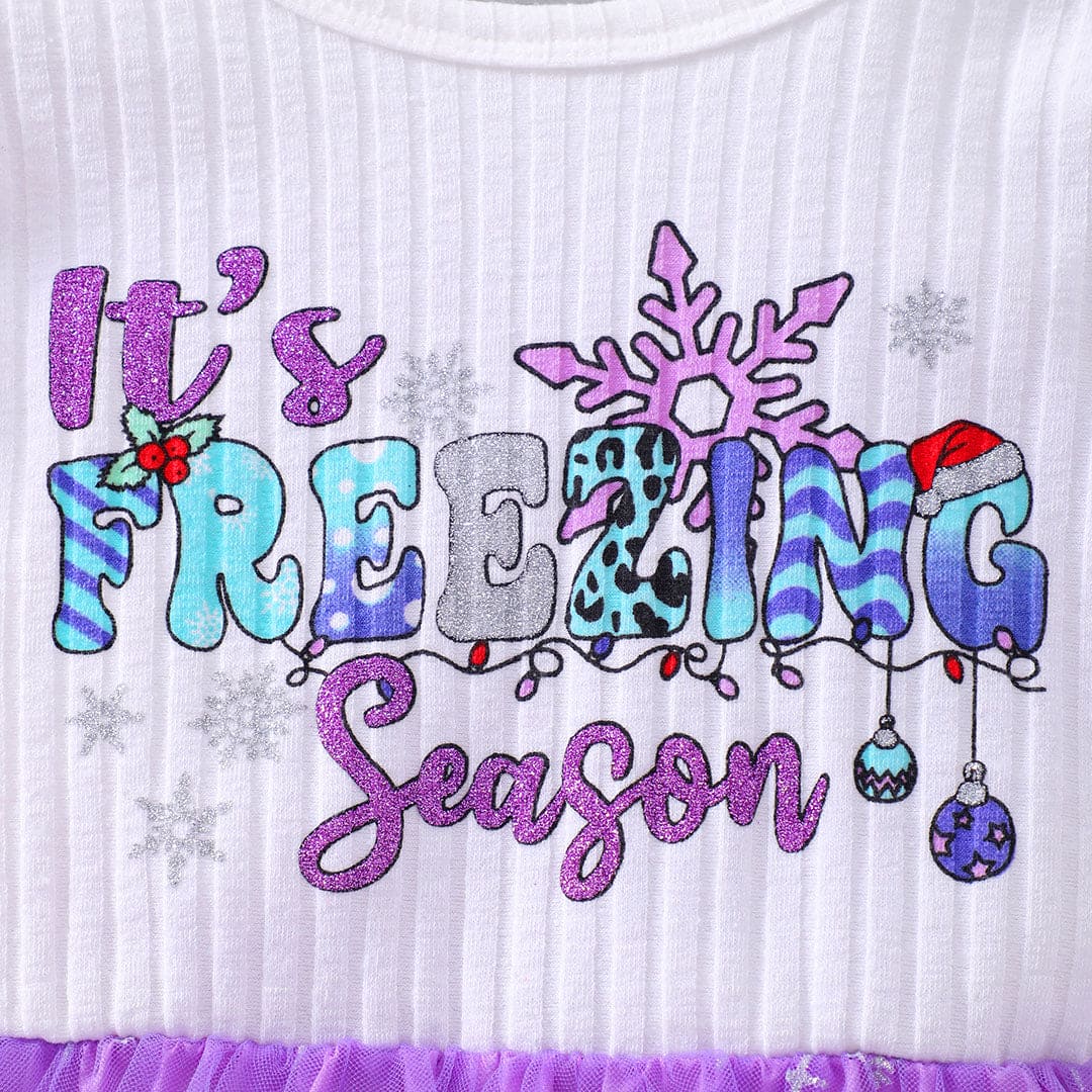 Girls Purple Printed Fit & Flare Dress Casual Dresses   