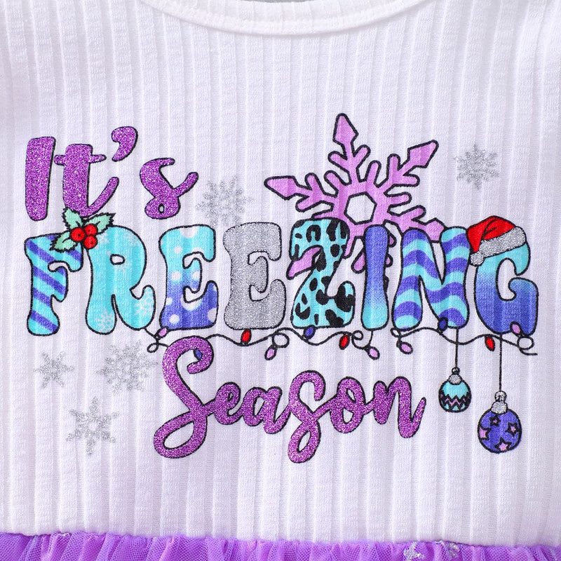 Girls Purple Printed Fit & Flare Dress Casual Dresses   