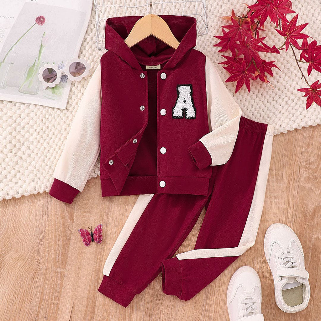 Boys Red Towel Embroidery Sweatshirt With Pants Set Sets Red 3-4 Y 