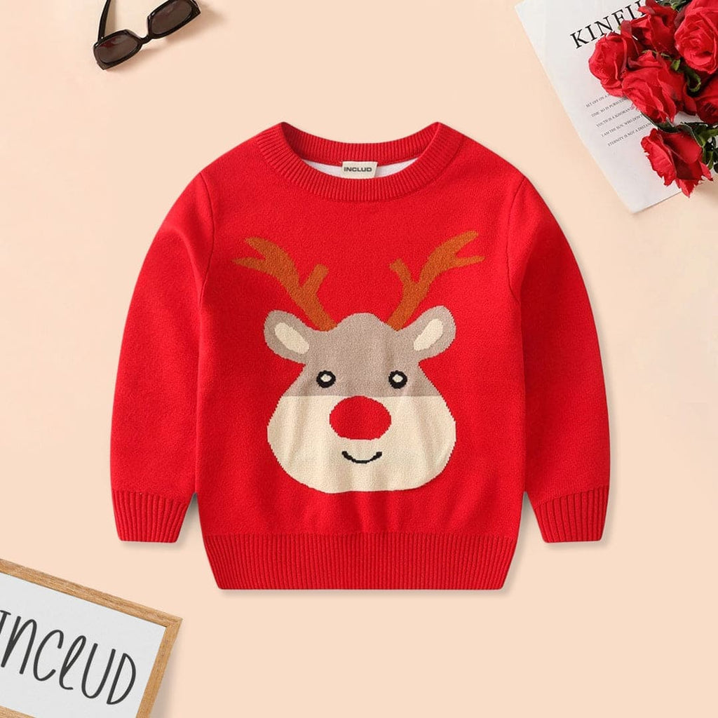 Boys Christmas Red Theme Sweaters Sweaters & Cardigans   