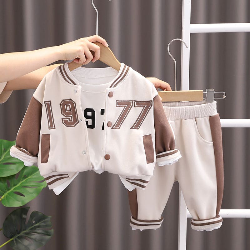 Boys Off White Varsity Jacket with T-shirt & Trousers Set Sets Off White 1-2 Y 