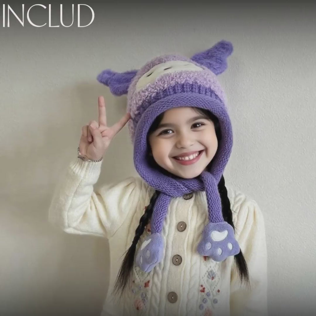 Kids Warm Animated Embroidered Beanie Cap Trending Accessories
