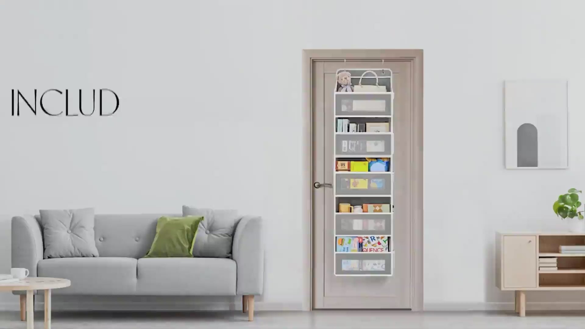 Grey Multi-Purpose Over-Door Hanging Organizer Trending Accessories