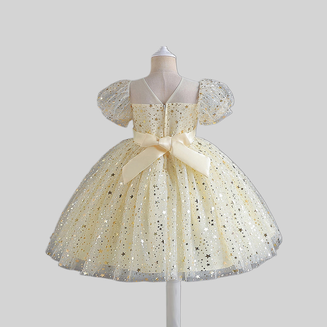 Girls Star Foil Print Fit & Flare Dress Party Dresses   