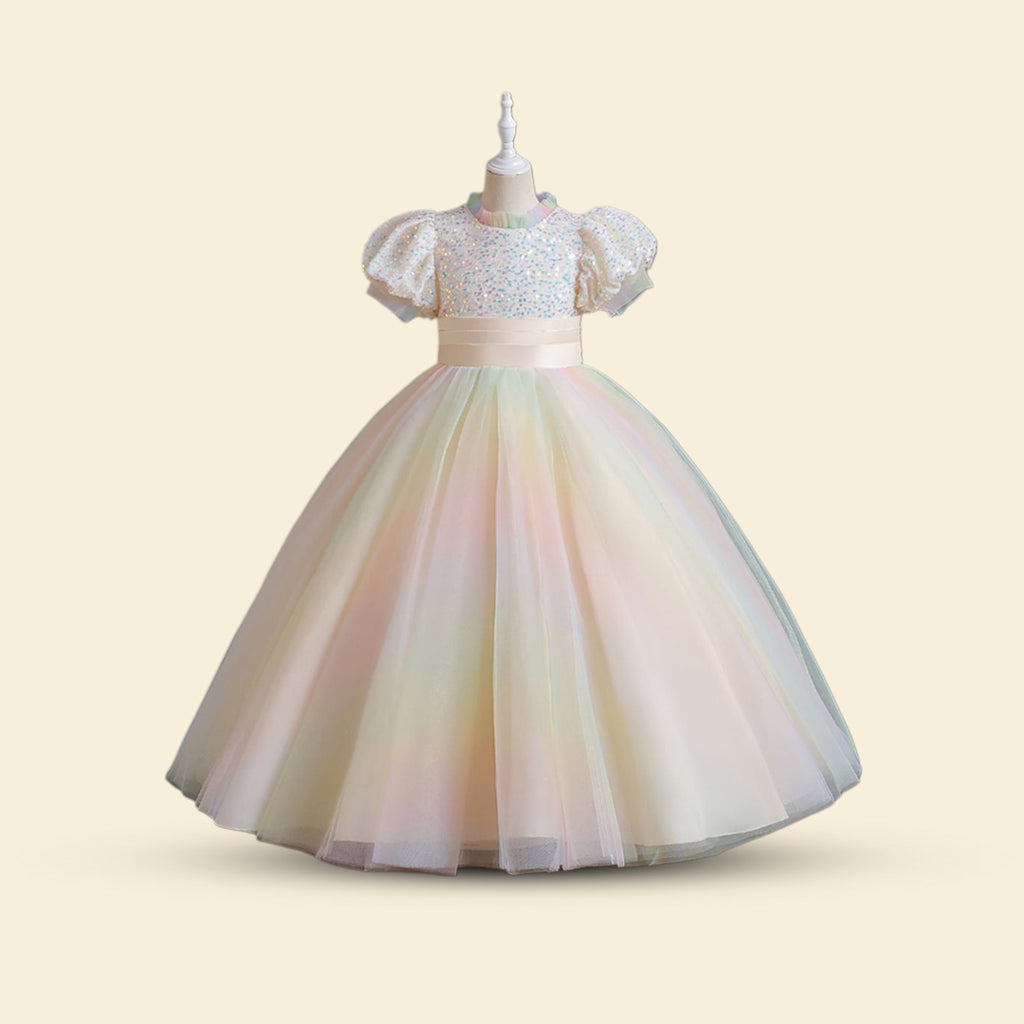 Girls Sequins Tulle Party Gown
