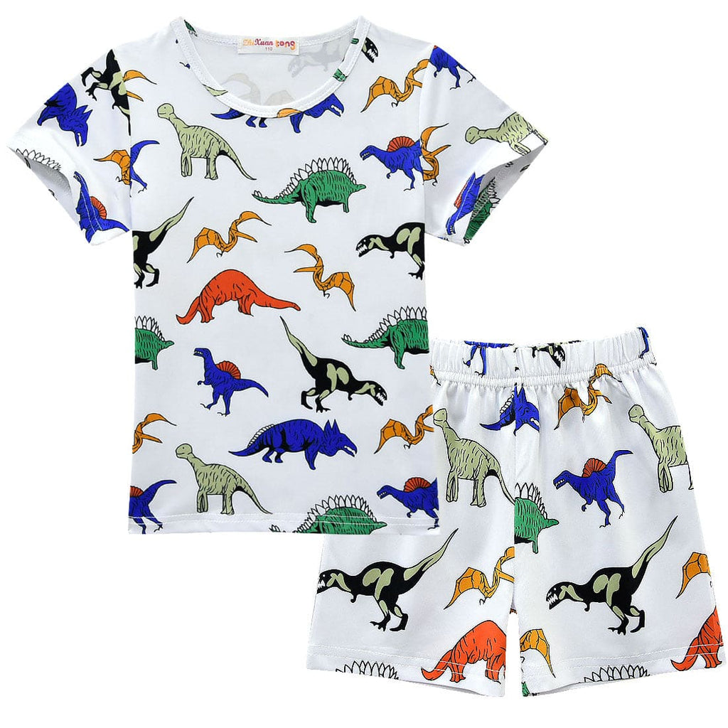 Boys Dinosaur Printed T-shirt & Shorts Set Sets White 2-3 Y 