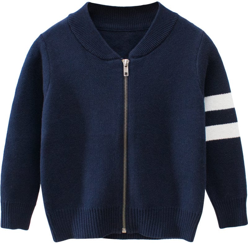 Boys Navy Blue Long Sleeves Solid Sweatshirt Sweatshirts & Hoodies   