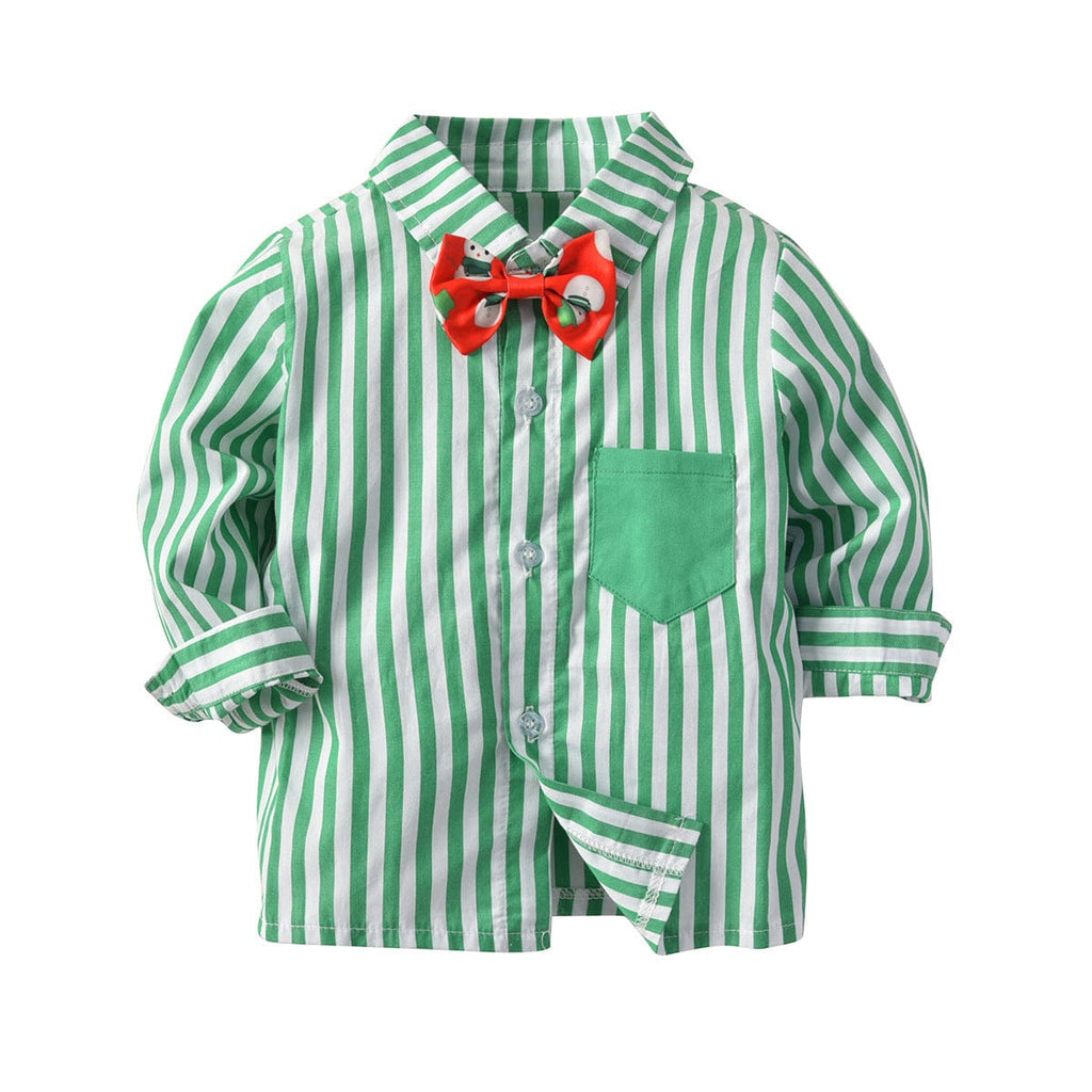 Stripes Shirt With Bow Shirts Green 1-2 Y 