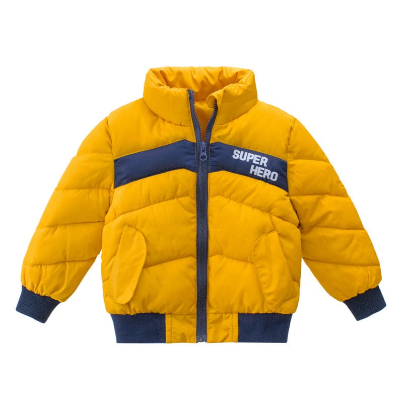 Boys Yellow Stand Collar Solid Solid Long Sleeves Padded Jacket Coats & Jackets   