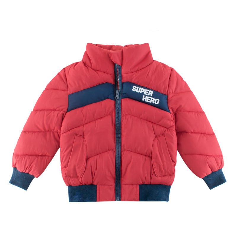 Boys Yellow Stand Collar Solid Solid Long Sleeves Padded Jacket Coats & Jackets Red 1-2 Y