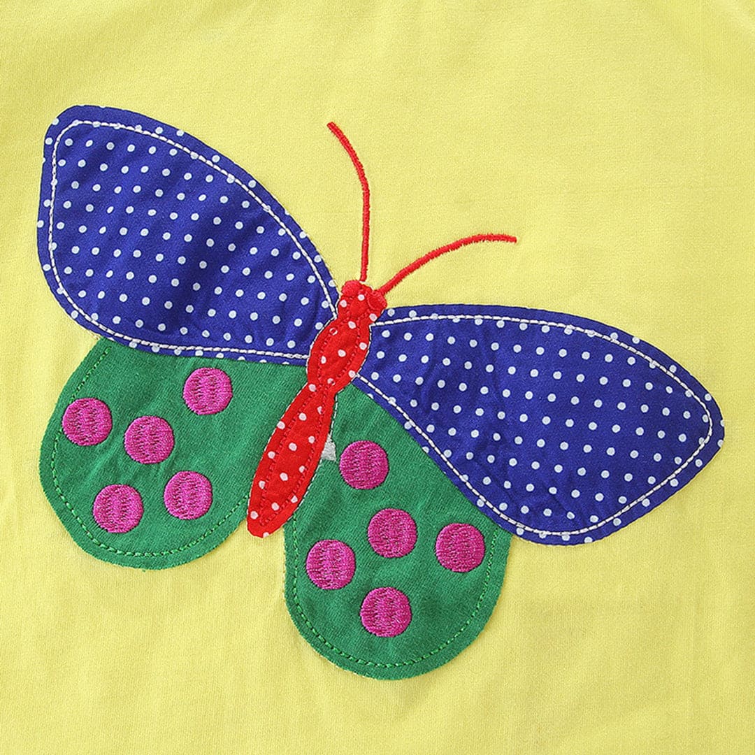 Girls Butterfly Applique T-shirt & Printed Shorts Set Sets   