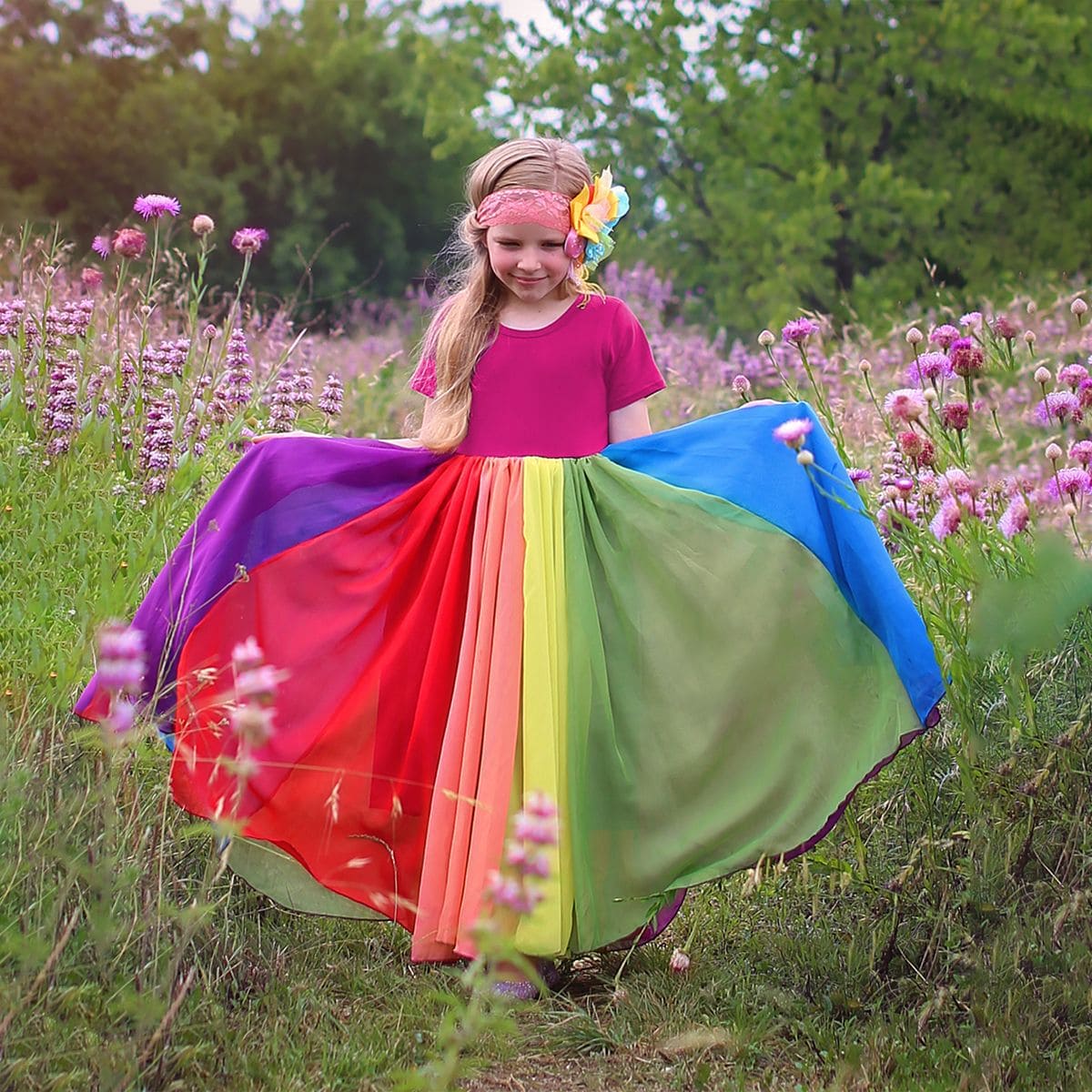 Girls Overlay Tulle Dress Casual Dresses Red 1-2 Y 