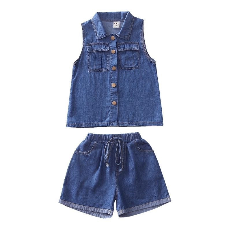 Girls 2 Piece Denim Set Sets Dark Wash 4-5 Y 