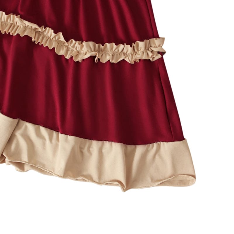 Girls Long Sleeve Contrast Bottom Dress With Head Scarf Casual Dresses   
