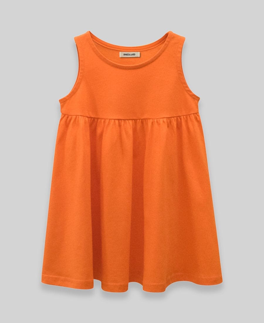 Girls Solid Sleeveless Knitted Dress Casual Dresses   