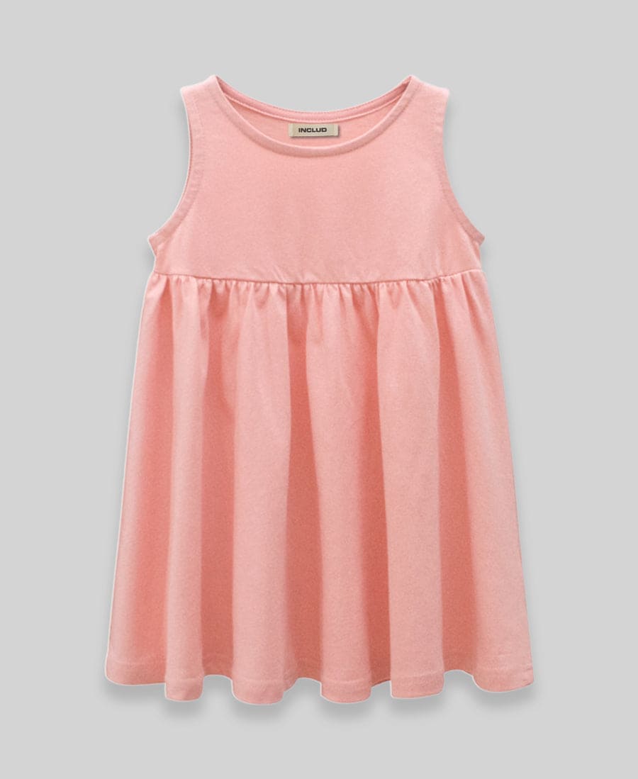 Girls Solid Sleeveless Knitted Dress Casual Dresses Style 2 1-2 Y 