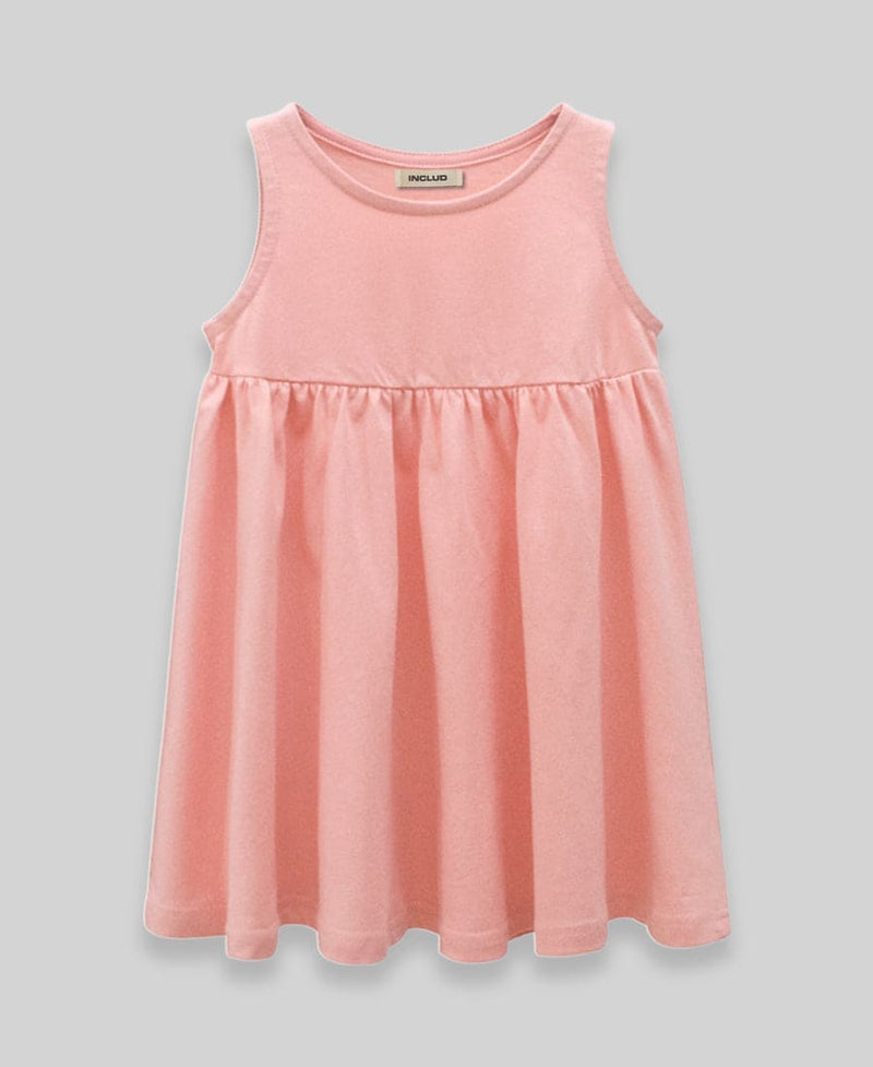 Girls Solid Sleeveless Knitted Dress Casual Dresses Style 2 1-2 Y 