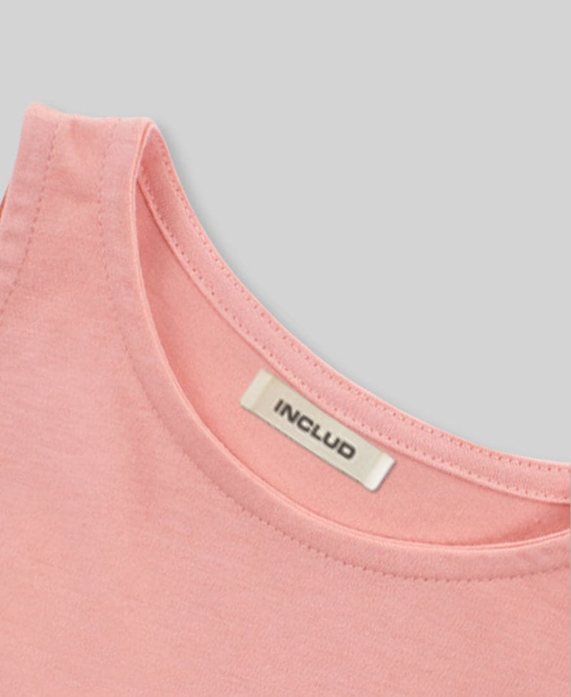 Girls Solid Sleeveless Knitted Dress Casual Dresses   