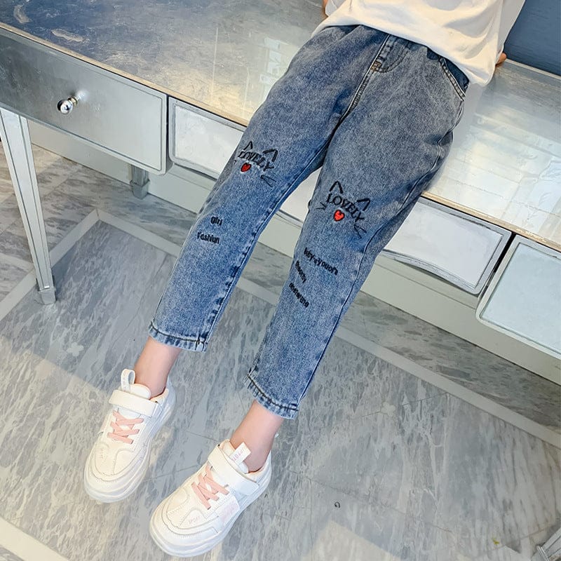 Girls Regular Fit Denim with Cat Ears Jeans Light Wash 4-5 Y 