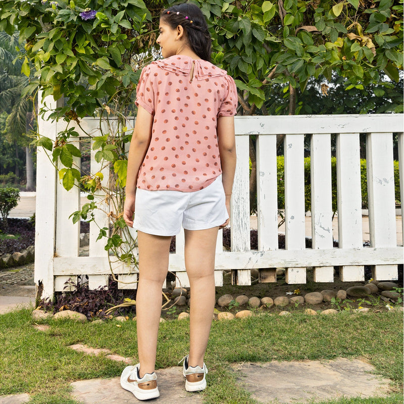 Girls Peter Pan Collar Top with Shorts Sets   