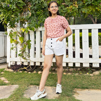 Girls Peter Pan Collar Top with Shorts Sets   