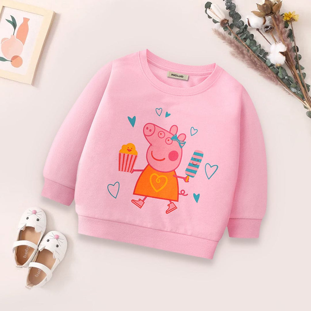 Girls Character Print Full Sleeves Sweatshirt
