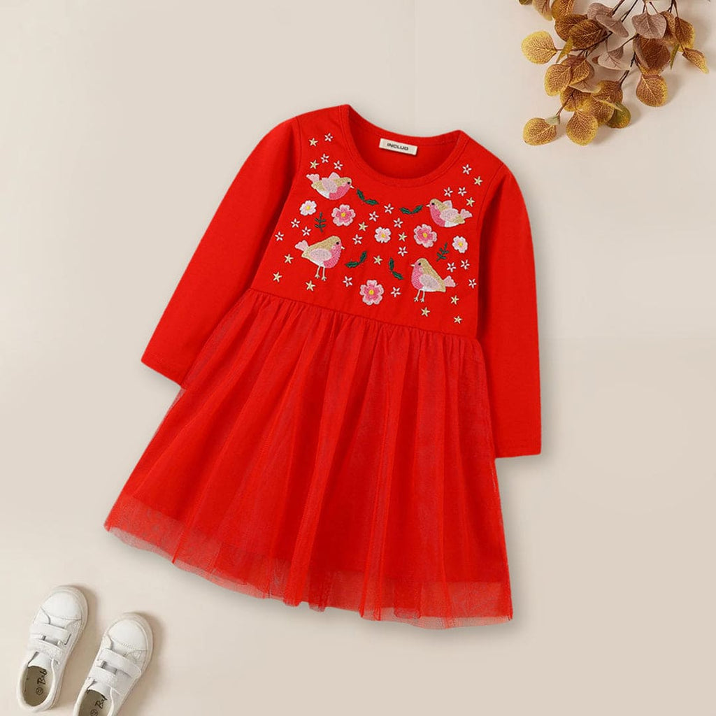 Girls Embroidered Tulle Dress