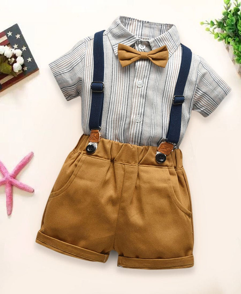 Boys Party Wear 3Pc Clothing Sets(Shirt,Suspender&Bow)