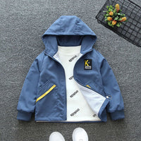 Boys Printed Hooded Windcheater Jacket Coats & Jackets Blue 1-2 Y