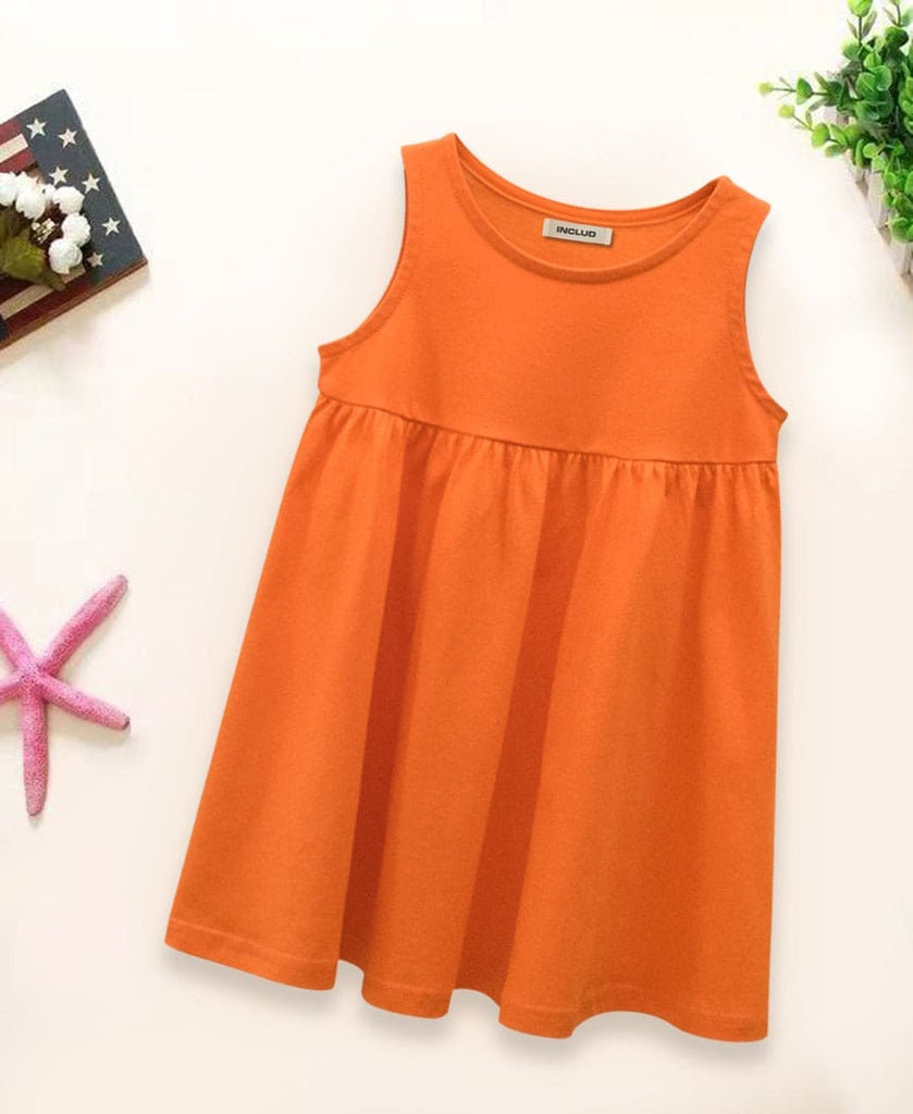 Girls Solid Sleeveless Knitted Dress Casual Dresses Style 1 1-2 Y 