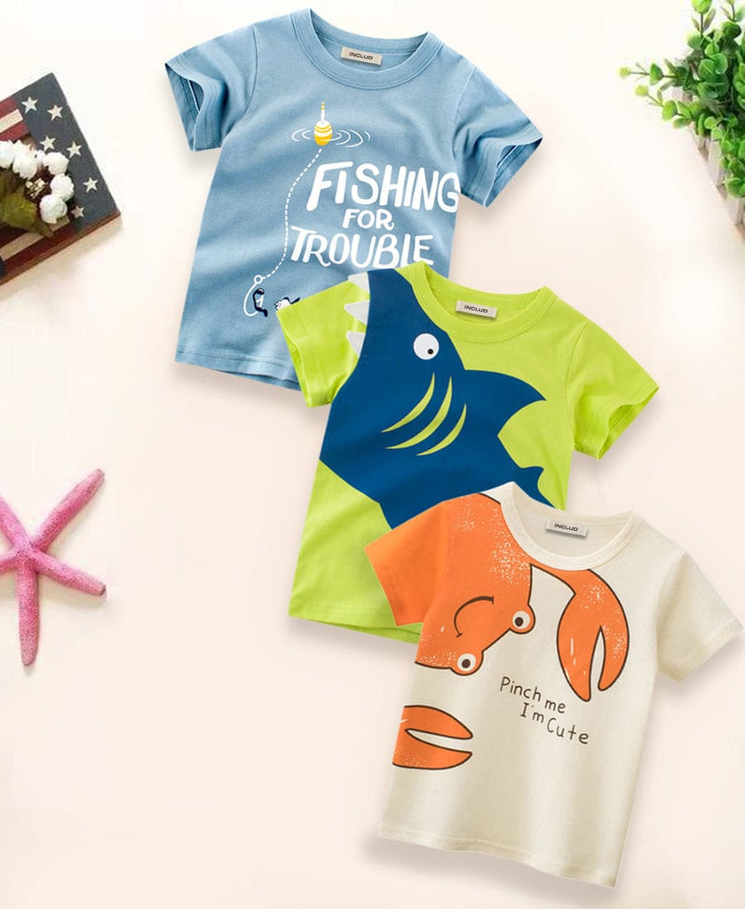 Boys Sea Creatures Theme T-shirts (Pack of 3)