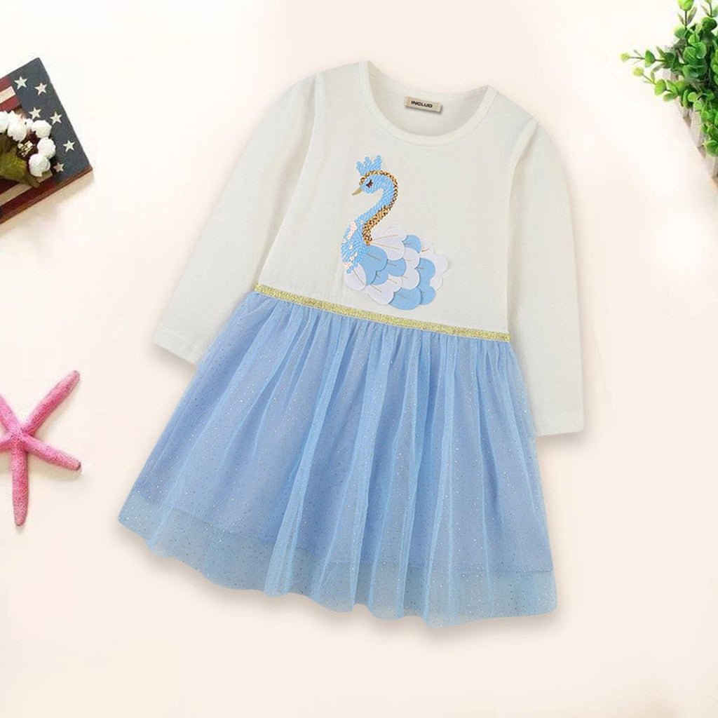 Girls Embroidered Patch Tulle Dress