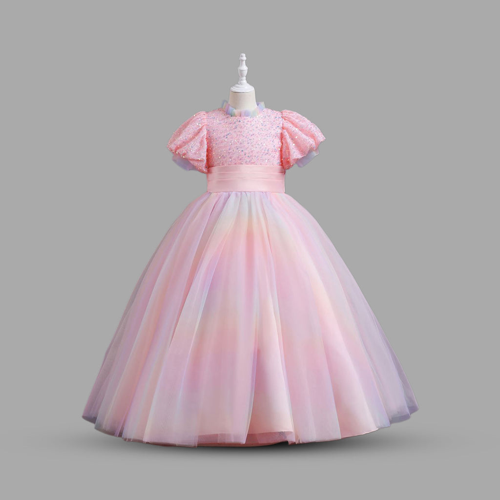 Girls Sequins Tulle Party Gown